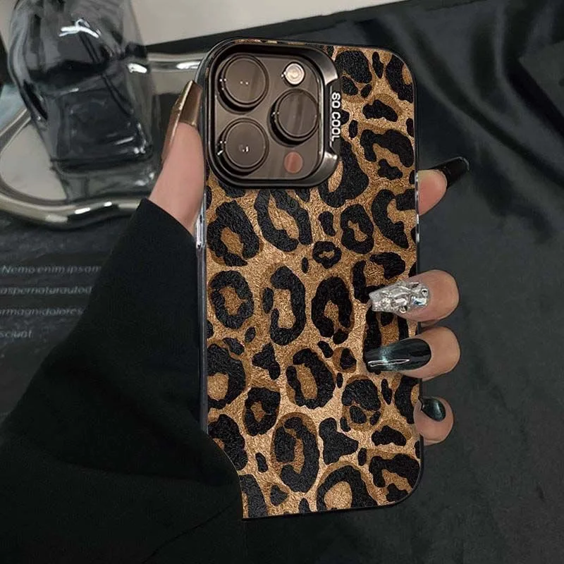 kf-Saf9811d8c3494de3831d983faea5da77a Leopard Print Phone Case For iPhone 16 Pro Max Case iPhone 13 17 15 11 12 14 Pro Max Shockproof Bumper Armour IMD Cover Funda - Image 1
