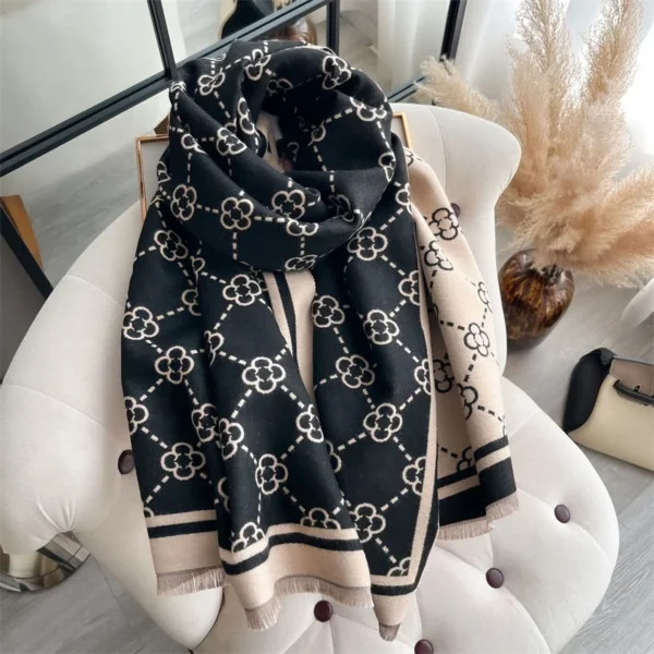 Luxury Cashmere Plaid Scarf Winter Women Pashmina Shawls Warm Blanket Wraps Female Foulard Bandana Brand Thick Scarves Hijab - Image 7