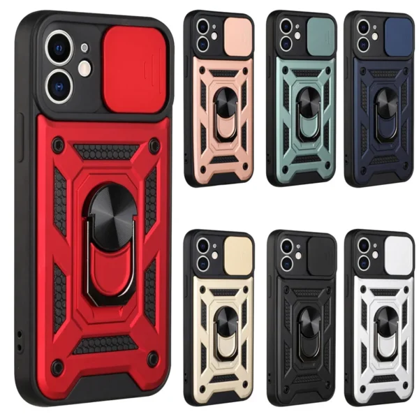 For iPhone 16 17 15 14 13 12 11 Pro Max Mini Plus Air Military Grade Bumpers Ring Cover Slide Camera Lens Protector Armor Case - Image 2