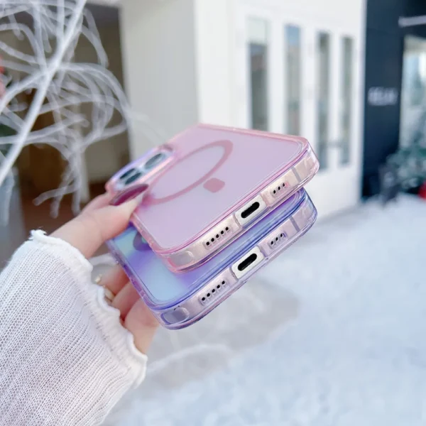 Luxury Metal Lens MagSafe Magnetic Phone Case For iPhone 16E 16 Pro Max 15 14 13 12 11 Wireless Charging Discolour Color Cover - Image 4