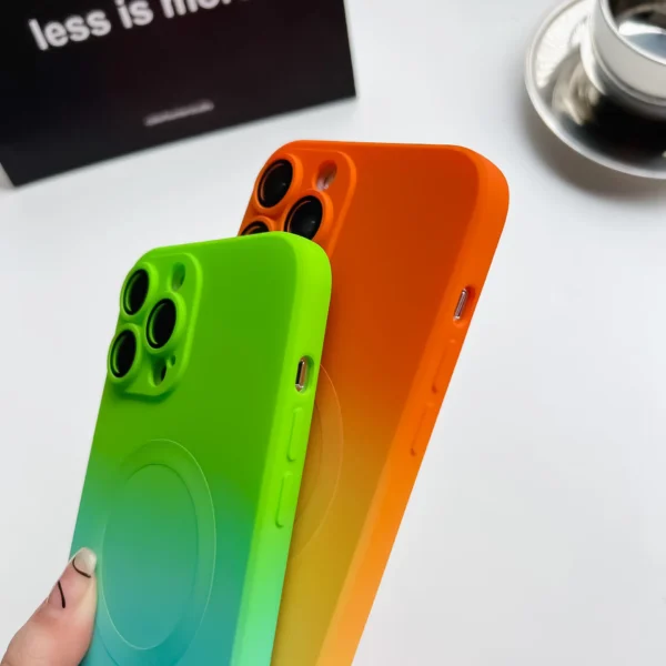 Luxury For Magsafe Gradient Silicone Multicolour Shockproof Case for iPhone 15 16 14 13 12 11 Pro Max E Wireless Charging Cover - Image 4