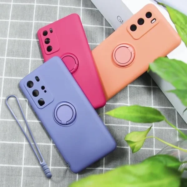 Ring Holder Magnetic Case For Samsung Galaxy S21 S22 Ultra S20 S21 FE S10 Plus Note 20 S9 Plus Soft Liquid Silicone Stand Cover - Image 3
