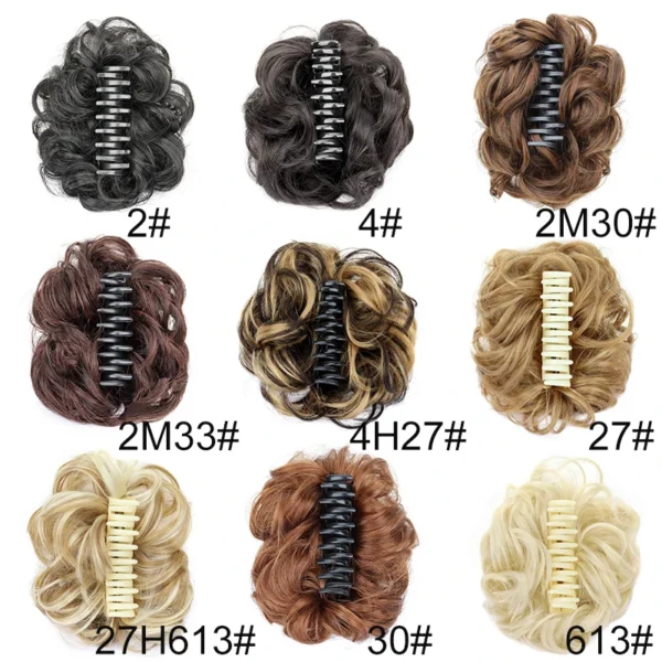 Synthetic Messy Hair Bun Hair Chignon Updo Claw Clip Hair Extension Short Curly Wavy Black Blonde Hairpiece for Women - Image 2