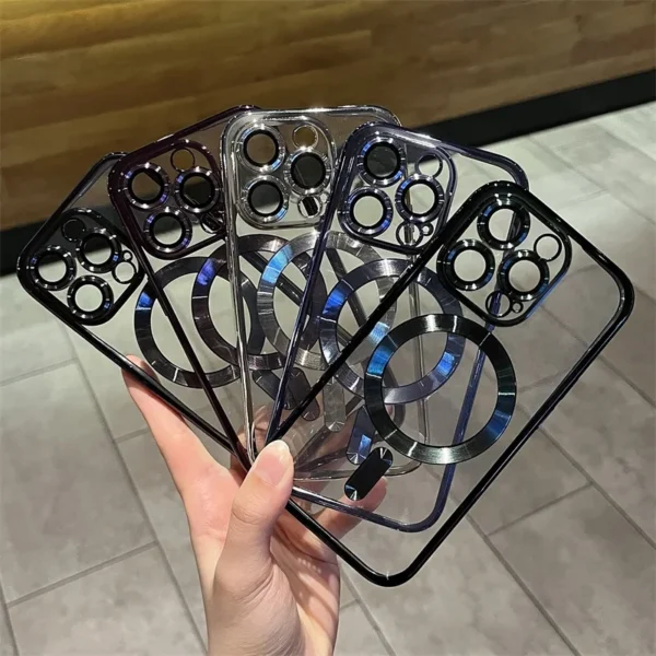 Luxury Plating For Magsafe Wireless Charge Case For iPhone 16 15 14 13 12 17 Pro Max Plus 16E Clear Soft Magnetic Silicon Cover - Image 5