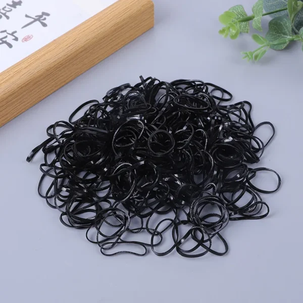 450pcs Black Small Disposable Hair Bands Girls Elastic Rubber Band Ponytail Holder Hair Accessories - Image 2