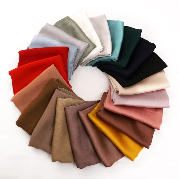 Hot Premium Satin Crinkle Hijab Scarf Chiffon Shawl Plain Muslim Women Hijabs Breathab Islam Women Turban Pleated Scarf Ramadan - Image 3