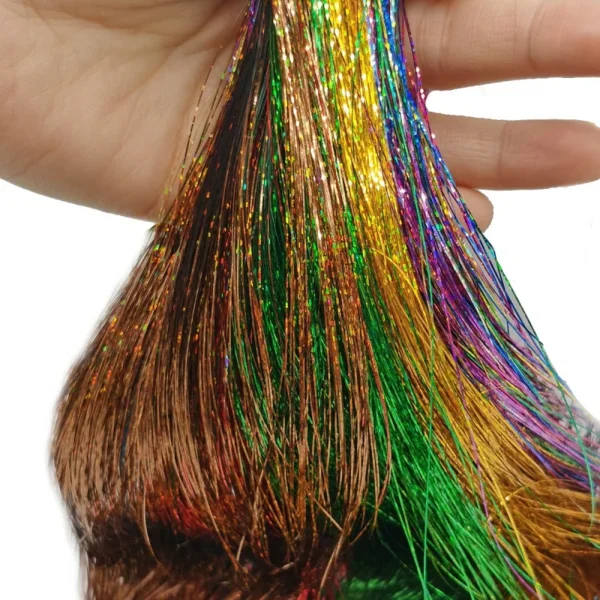 Synthetic Sparkle Hair Tinsel Multi-color Colors 36 Inch Glitter Fairy Hair Accessories Perfect For Women Daily Party - Image 3
