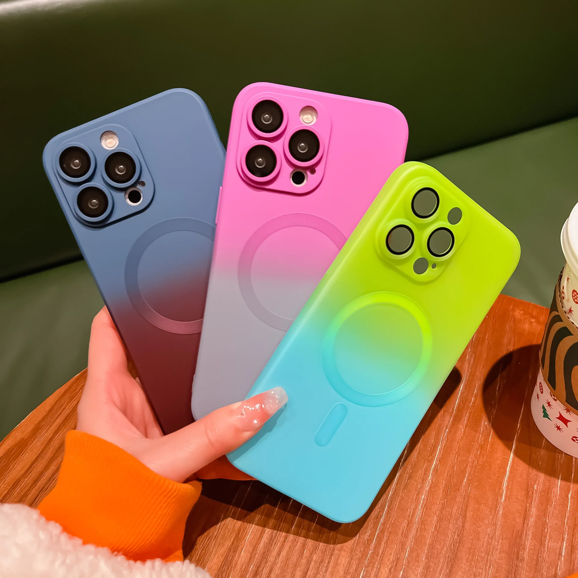 kf-Sb53764756c4f4f74853db89072cfc6f7I Luxury For Magsafe Gradient Silicone Multicolour Shockproof Case for iPhone 15 16 14 13 12 11 Pro Max E Wireless Charging Cover - Image 1