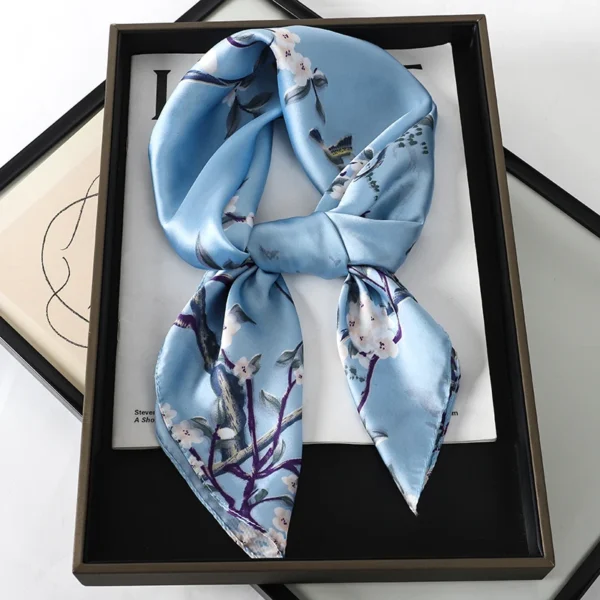 Square Silk Scarf For Women, Luxury Scarf, Satin Hijab, Fashionable Envelopes, Hair Bands, Ribbons, Bandanas. - Image 7