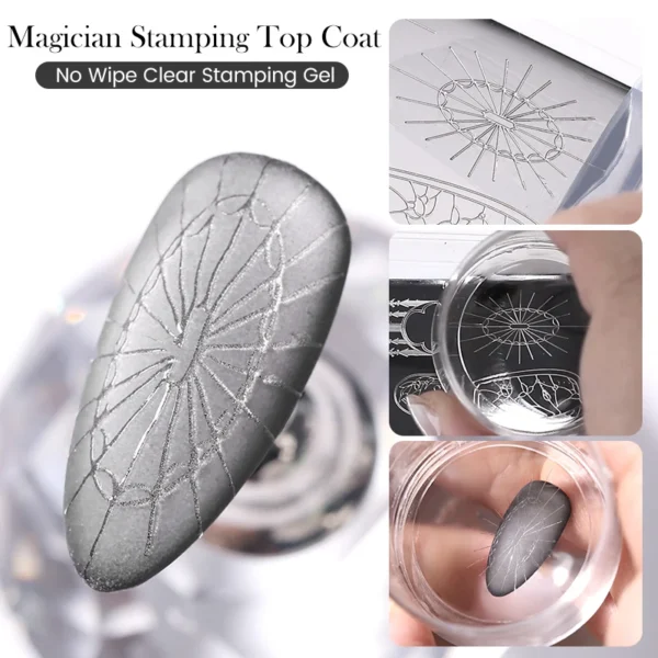 BORN PRETTY 5ml Magician Stamping Top Coat No Wipe Clear Stamping Gel For Apply Nail Powder Transparent DIY Manicure Print Tool - Image 3