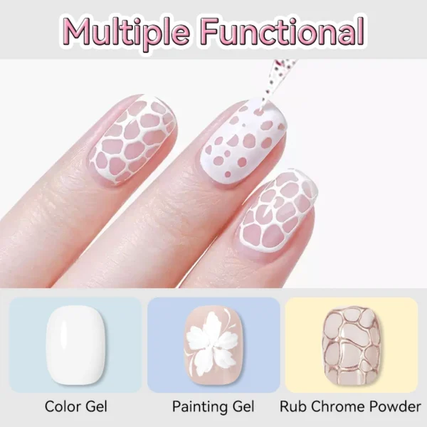 BORN PRETTY 5ml Poke Poke Nail Art Gel Glue Black White Wave Texture Nail Painting Art Gel Soak Off UV LED Varnish - Image 6