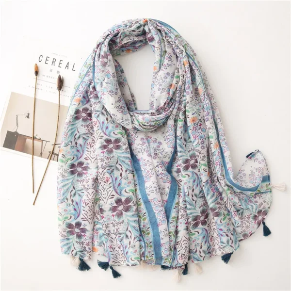 Luxury Brand Cotton Scarf Women Large Shawls Design Hijab Echarpe Print Tassel Scarves Lady Beach Stole Muffler Foulard Pareo - Image 6