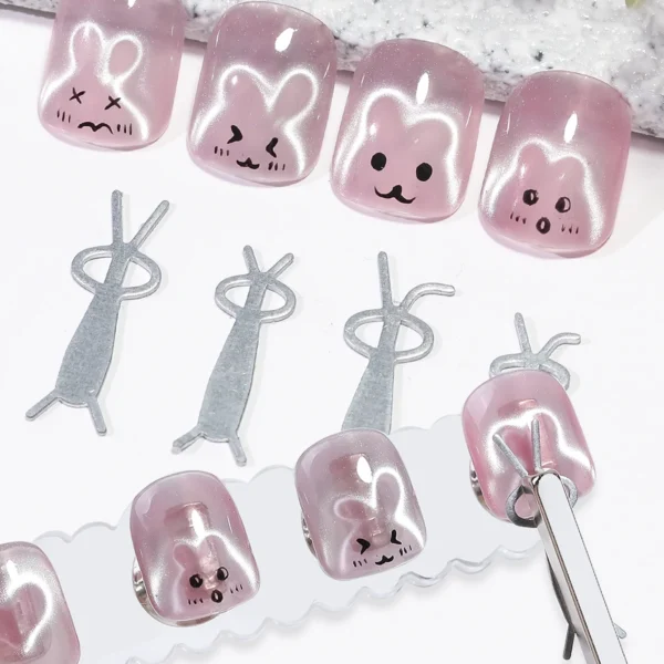 4/7/6/9pcs Cat Eye Magnet Set With Iron for Nails Heart Shaped Rabbit Iron Magnetic Design DIY Nail Tool Back To School ﻿ - Image 3
