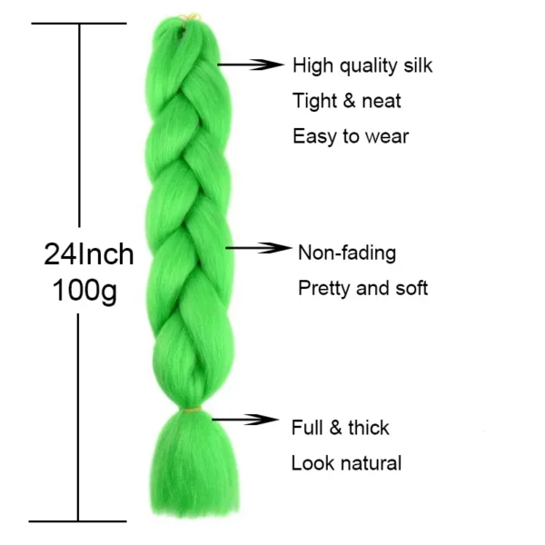 Synthetic Ombre Braiding Hair 24Inch 1Pack Pre Stretched Box Jumbo Colorful Crochet Extensions for Women - Image 2