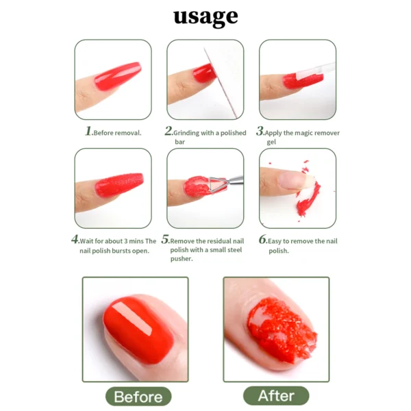 2pcs/Set Nail Magic Remover With Remover Tool Quickly & Easily Remove Gel Nail Polish And Poly Nail Gel Without Harming Nails - Image 6