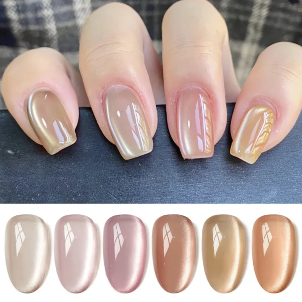 BORN PRETTY 6pcs/set Cat Magnetic Gel Nail Polish Set Kits Moonlight Shining Glitter Nude Pink Semi Permanent Soak Off UV Gel - Image 3