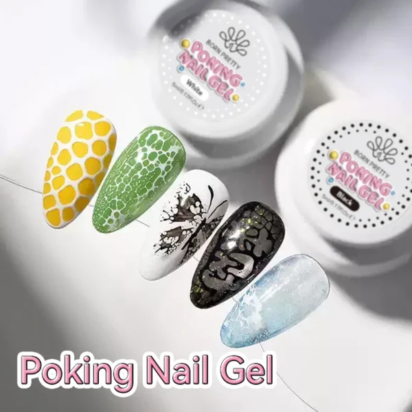 BORN PRETTY 5ml Poke Poke Nail Art Gel Glue Black White Wave Texture Nail Painting Art Gel Soak Off UV LED Varnish - Image 3