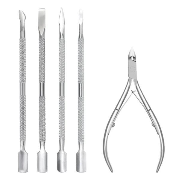 4/5 Pcs Professional Stainless Steel Nail Cutter Scissor Nippers Multi Function Cuticle Pusher Remover Nail Art Care Tools Kits - Image 6