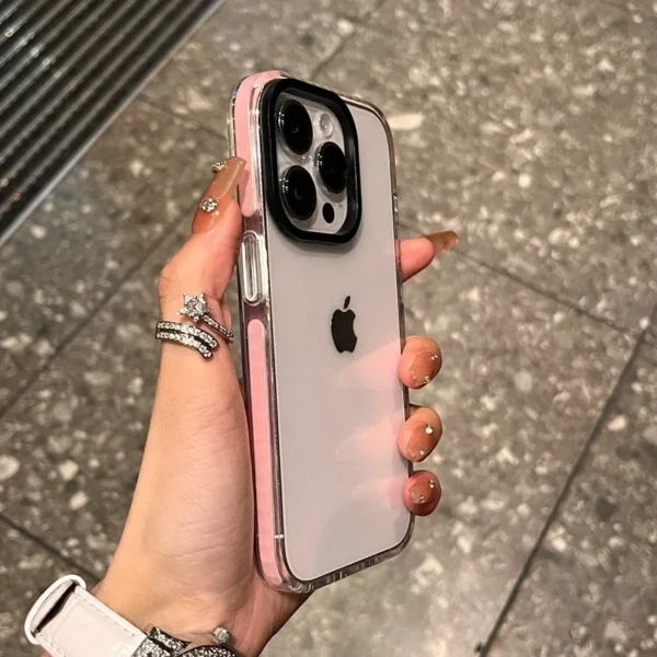 Luxury Transparent Airbag Phone Case For iPhone 17 16 15 14 13 12 11 Pro Max Plus 17 Air Contrasting Bumper Shockproof TPU Cover - Image 5