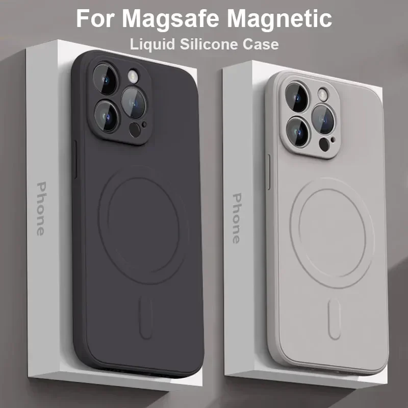 kf-Sbc8e823993ae4f7abfdcd0fef69626edn Liquid Silicone Case For iPhone 16 17 15 14 13 12 11 Pro Max Plus Mini Air For Magsafe Magnetic Wireless Charge Soft Cover funda - Image 1
