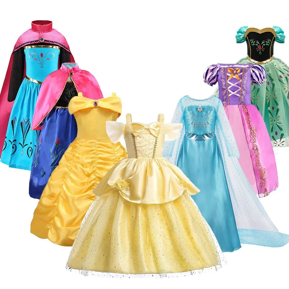 kf-Sbe242c296ee849a48a7c6ce89535208c0 Kids Belle Costume Girl Halloween Princess Cosplay Party Dress Children Rapunzel Cinderella Anna Elsa Encanto Birthday Clothes - Image 1