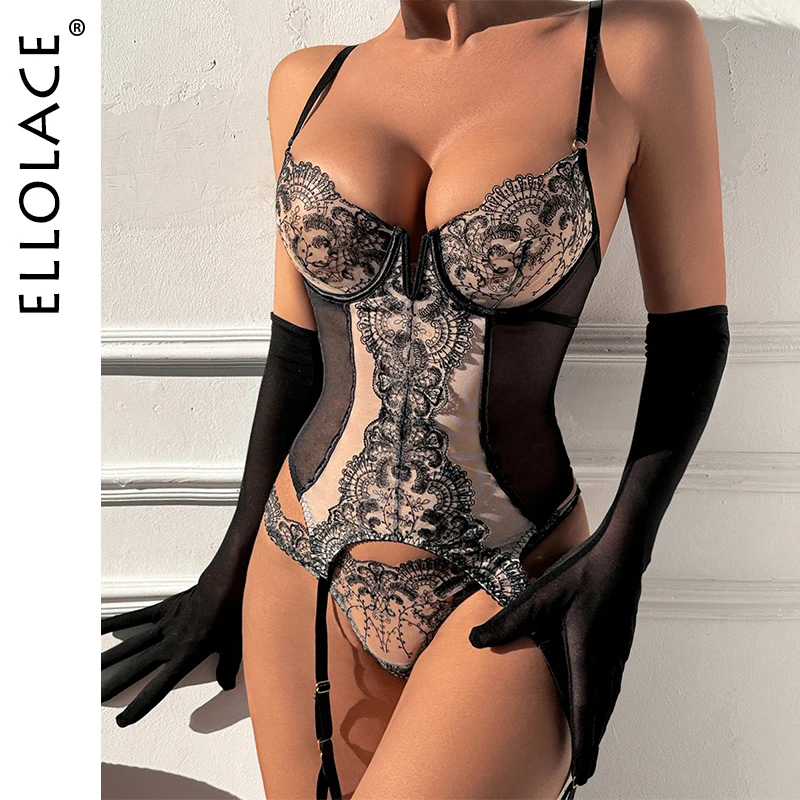 kf-Sbf677afd3ae54aa48f0df60bb9c2f819m Ellolace Corset Lingerie Ultra Sexy With Long Gloves Sissy Lace Call Of The Night Romantic Hot Sexy Clothes Ethical Underwear - Image 1