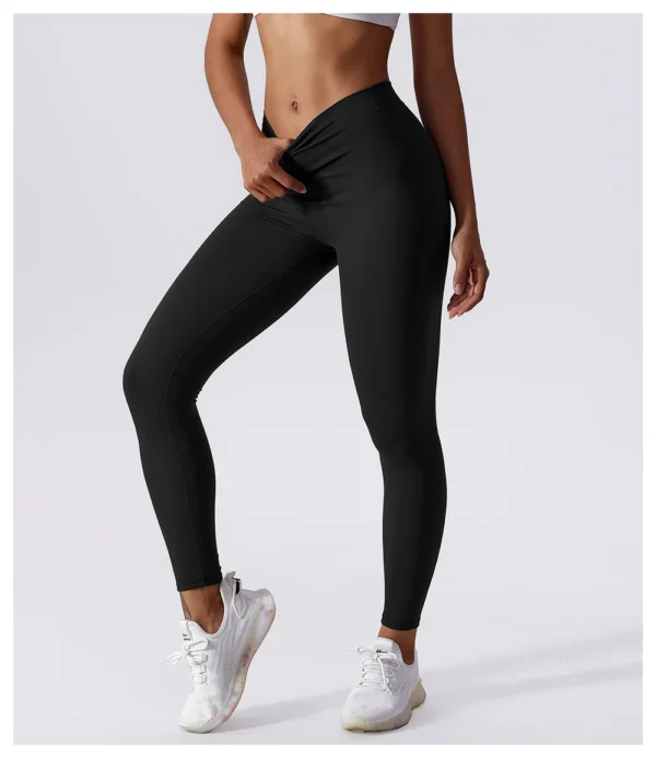 Yoga Pants Back V-Waist Fitness Hip Lift Honey Peach Hip Sports Tights No Awkwardness Thread Warp Hip Long Pants - Image 5