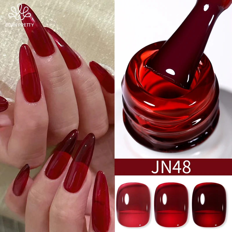 kf-Sc01a6431f57f40ebb38b224b30a58c64H BORN PRETTY 10ml Blood Red Jelly Gel Nail Polish Halloween Nails Art Gel Polish Sheer Translucent Nail Gel for Winter Manicure - Image 1