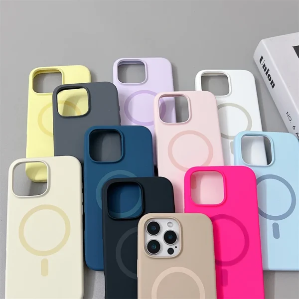 Official Same Original Liquid Silicone Phone Case for iPhone 16 15 14 13 12 Pro Max Magsafe Wireless Charging Magnetic Cover - Image 4
