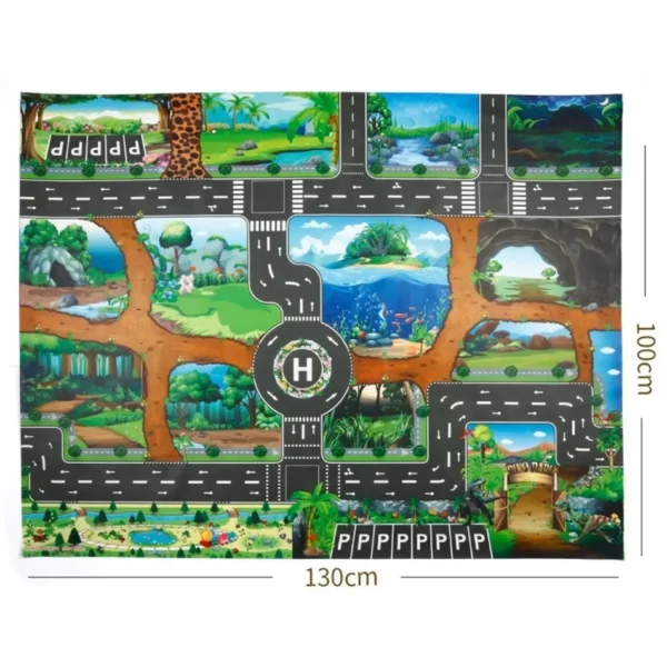 Children Playmat Activity Surface Waterproof Map Kids Animal Road Toy Baby Dinosaur Road Portable Carpet Farm Road Non-Toxic Mat - Image 3