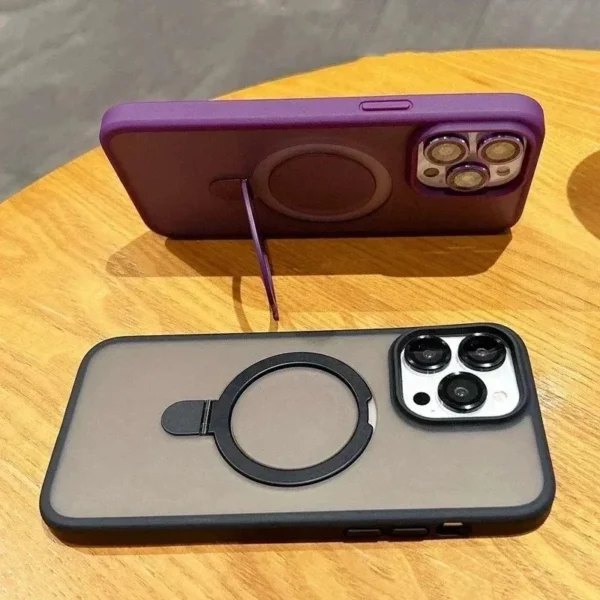 Matte Ring Holder Glass Lens Phone Case For iPhone 16 17 15 14 13 12 11 Pro Max For Magsafe Wireless Magnetic Hard Bumper Cover - Image 6