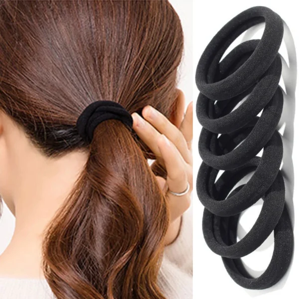 kf-Sc160899f85df4f70924d6cbf6941d5adt 50pcs Black Hair Ties for Women Girls Seamless Thick Black Hair Band Elastic Hair Ties No Damage Ponytail Holder Hair Accessorie - Image 1
