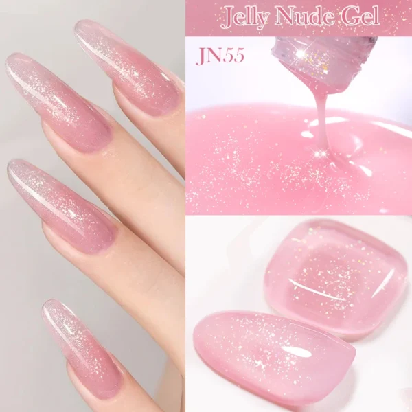 BORN PRETTY 10ml Milky White Jelly Nude Gel Nail Polish Glitter Gel Polish Sheer Iridescent Sparking Semi-permanent Varnis - Image 2