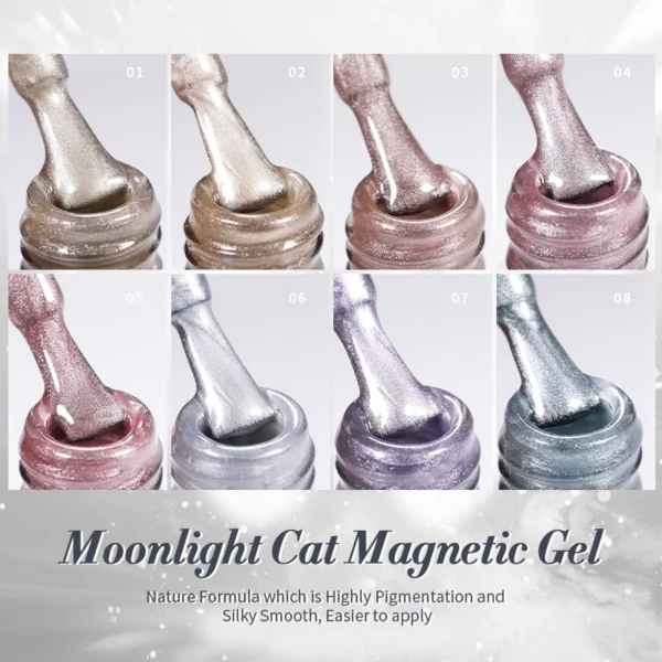 BORN PRETTY Cat Magnetic Moonlight Gel Nail Polish Set 10ml Sparkle White Silver Water-light Soak Off UV Gel Nail Art Manicure - Image 2
