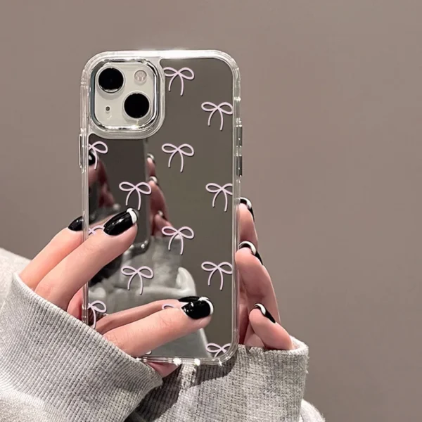 Love Heart Mirror Phone Case For iPhone 11 Case iPhone 16 13 15 14 12 17 Pro Max Air XR XS Make Up Mirror Shockproof Soft Cover - Image 2