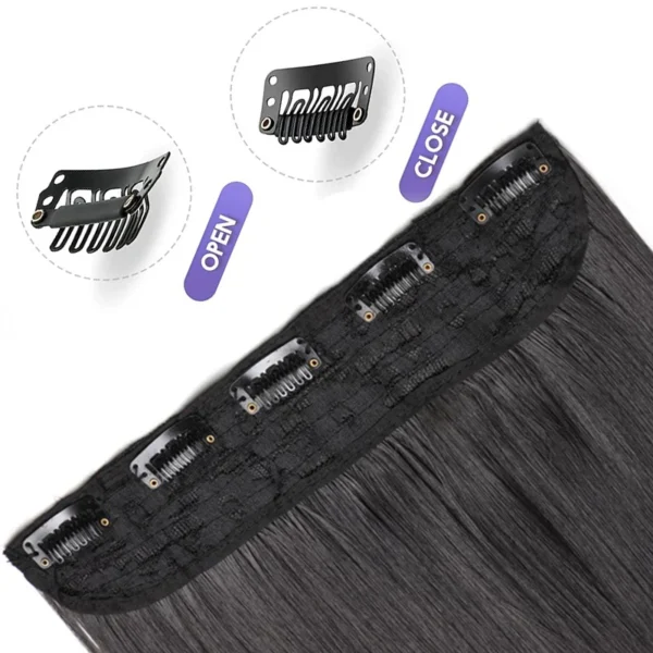 Synthetic 5 Clips One Piece Thicken Hair Extension Long Striaght Hairstyle 16Inch 20Inch 24Inch Black Brown Hairpiece for Women - Image 5