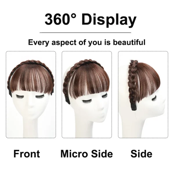 Synthetic New Hair Accessories With Bangs Braids Headband Hair Extension High Temperature Fiber Fake Hair for Women - Image 3