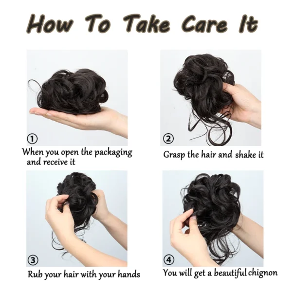 Synthetic Elegant Messy Curly Elastic Rubber Band Hair Bun Fluffy Easy to Style Suitable for Daily Use - Image 6