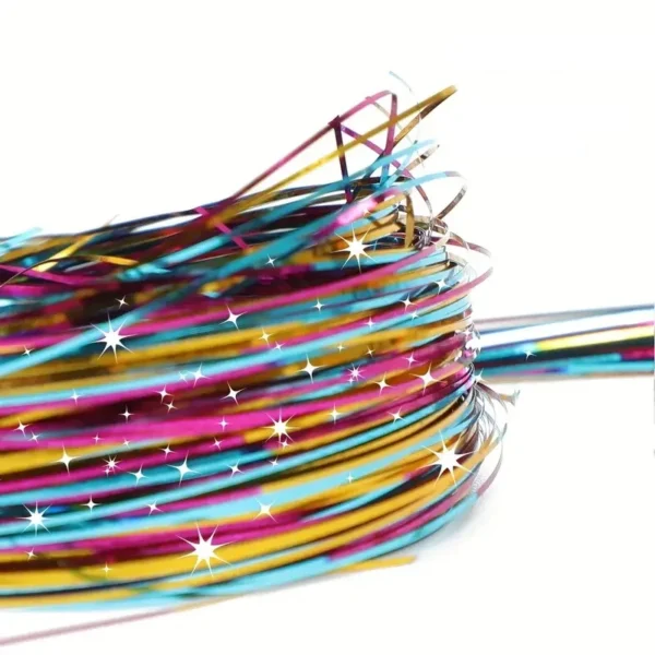 Sparkle Synthetic Hair Extensions Tinsel Rainbow Colored Strands Girls Headwear Hairbinge Hair Laser False Decor - Image 3