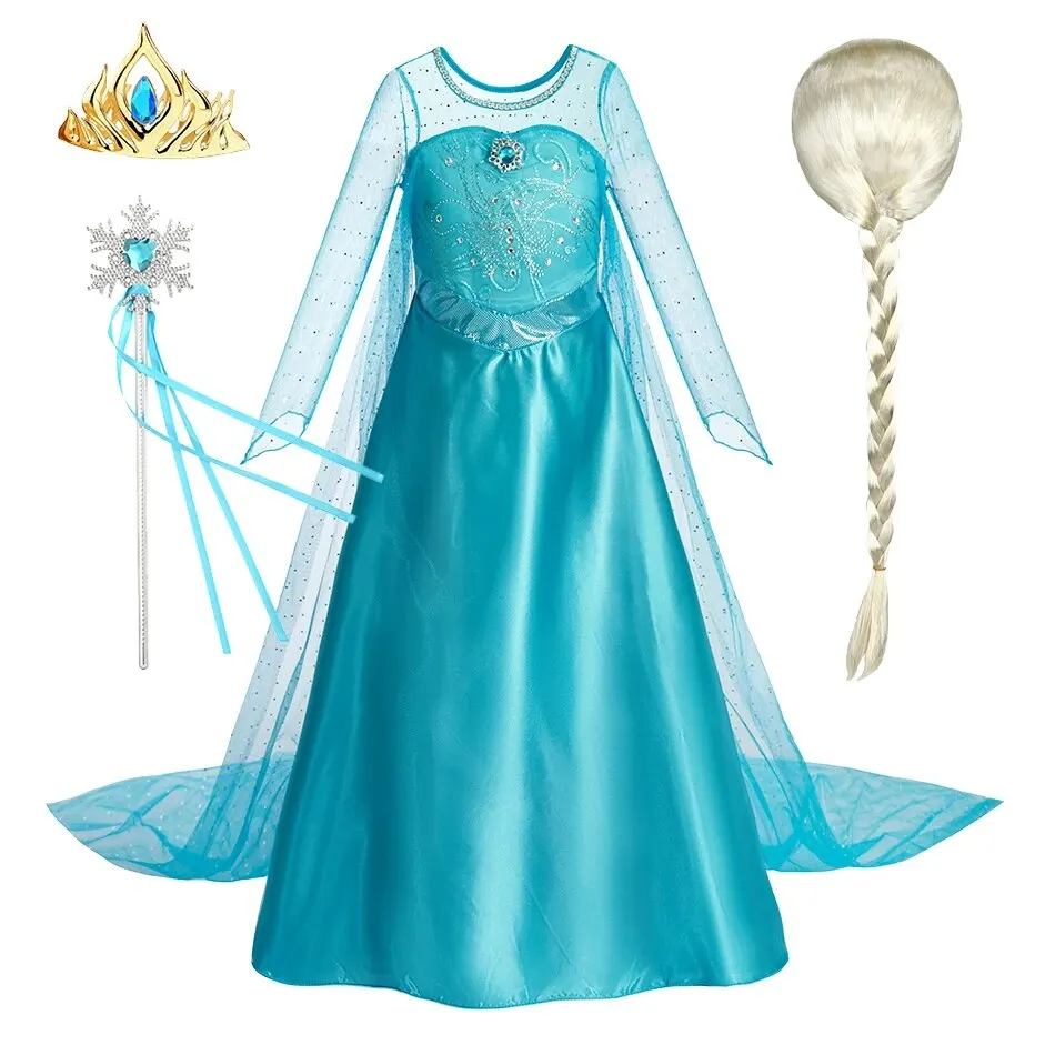 kf-Sc36c4888d67c47e7a10e43acc26a9d119 Halloween Elsa Dress for Girls Children Party Princess Costume Kids Disguise with Long Cloak Girl Snow Queen Carnival Clothes - Image 1