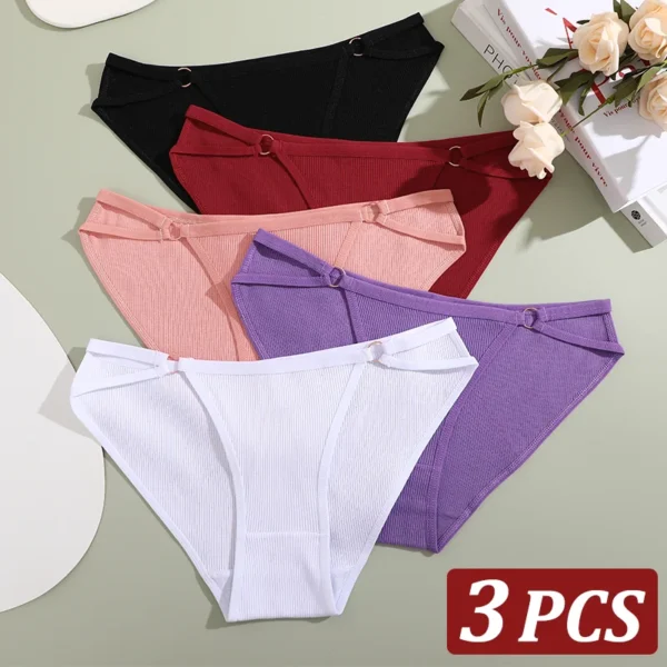 kf-Sc390c4daf1e94a9c9cc5911e52e5e512f 3PCS Women's Panties Sexy Breathable Underwear Comfortable Lingerie Cotton Striped Briefs Fashion Cozy Underpants Sale - Image 1