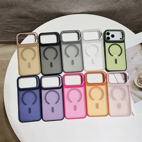 Matte Magnetic Translucent Wireless Charge Stand Case For iPhone 17 Air 16 15 14 13 12 11 17 Pro Max Magsafe Must-Haves Cover - Image 4