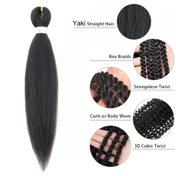 20Inch Synthetic Pre Stretched Braiding Ombre Hair Extension for Black Women Yaki Straight EZ Braid Hair Piece - Image 4