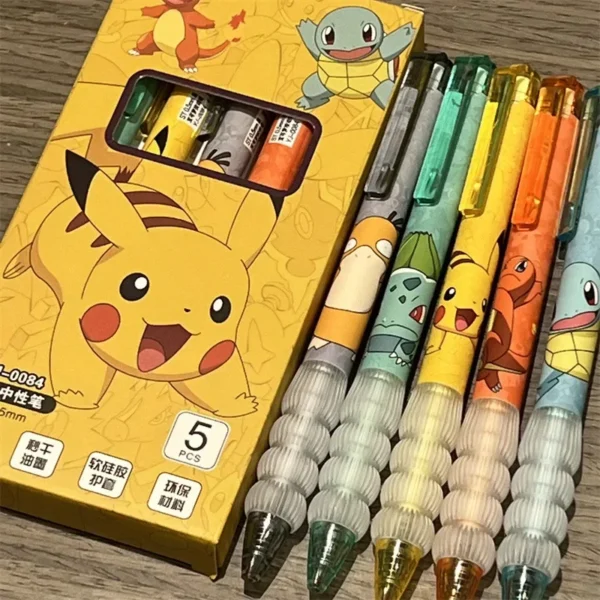 kf-Sc43379f422454f0fb4f0a0e82df9218co 5pcs Pikachu Gel Pen Set Pokemon Ballpoint Pen Cartoon Printing Writing Pen Students Stationery Office Supplies - Image 1