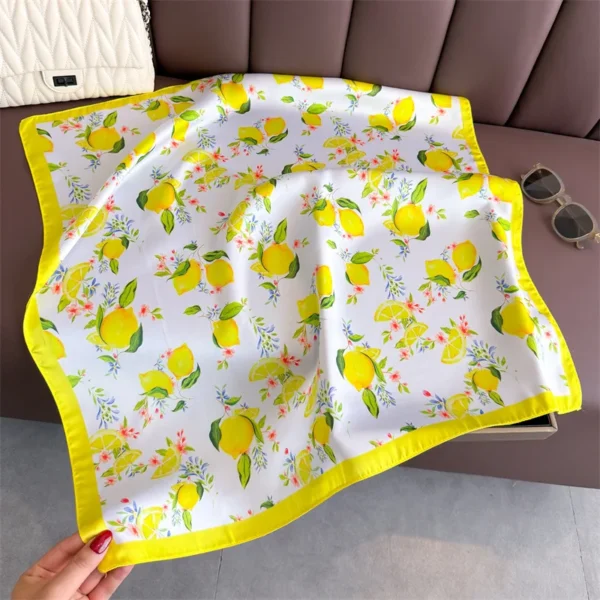 Lemon Silk Square Scarf Women Satin Shawl Wrap Hijab Female Hair Band Wrist Luxury Headkerchief 70*70cm Echarpe 2025 Bandana - Image 3