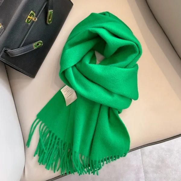 100% Wool Winter Scarf For Women Long Warm Cashmere Scarves Hijab Solid Lady Shawl Wrap Female Pashmina Bandana Head Scarfs New - Image 5