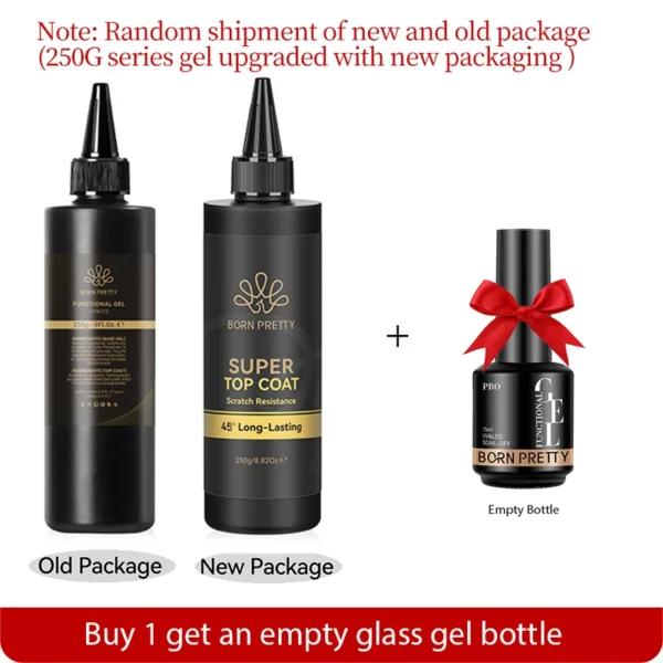 BORN PRETTY 250g Super Top Coat Base Gel Soak off UV LED Drying Long Lasting Semi Permanent Jelly Nude Pink Gel Nail Polish - Image 6