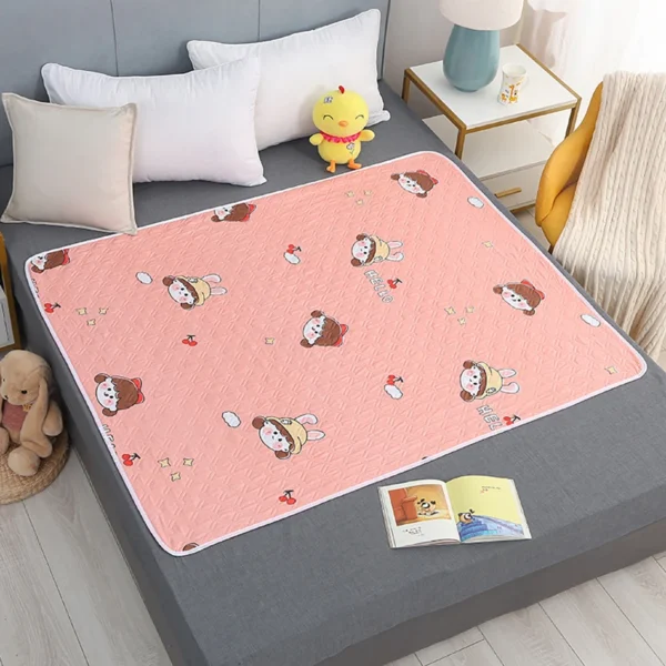 80x120cm 4 Layer Cartoon Dino Heart Diapering Mat Waterproof Washable Changing Pads for Night and Menstrual Protection Baby Care - Image 3