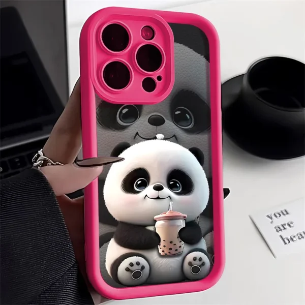 Soft Liquid Silicone Phone Case For iPhone 15 Pro 13 11 14 17 12 16 Pro Max XR XS 7 8 Plus SE Shockproof Bumper Cute Panda Cover - Image 3