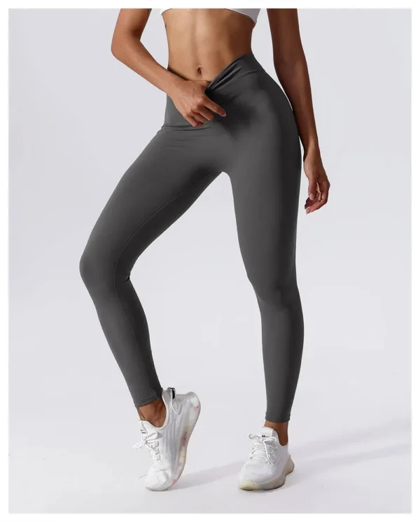 Yoga Pants Back V-Waist Fitness Hip Lift Honey Peach Hip Sports Tights No Awkwardness Thread Warp Hip Long Pants - Image 3
